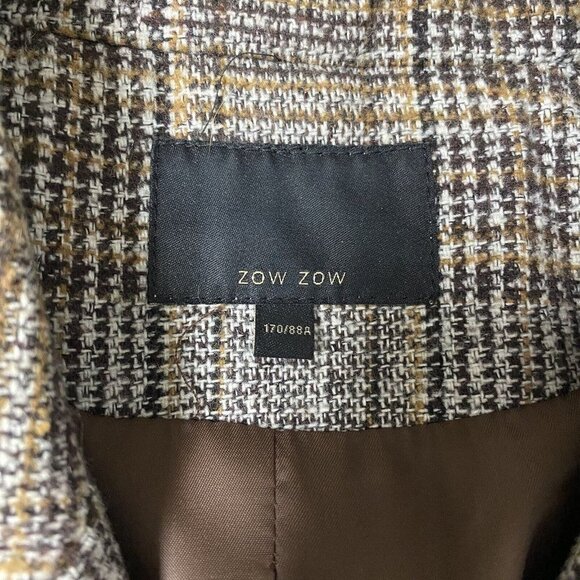 ZOW ZOW Blazer Women’s M Double Breasted Brown Plaid Tweed Peak Academia Jacket - Picture 4 of 14
